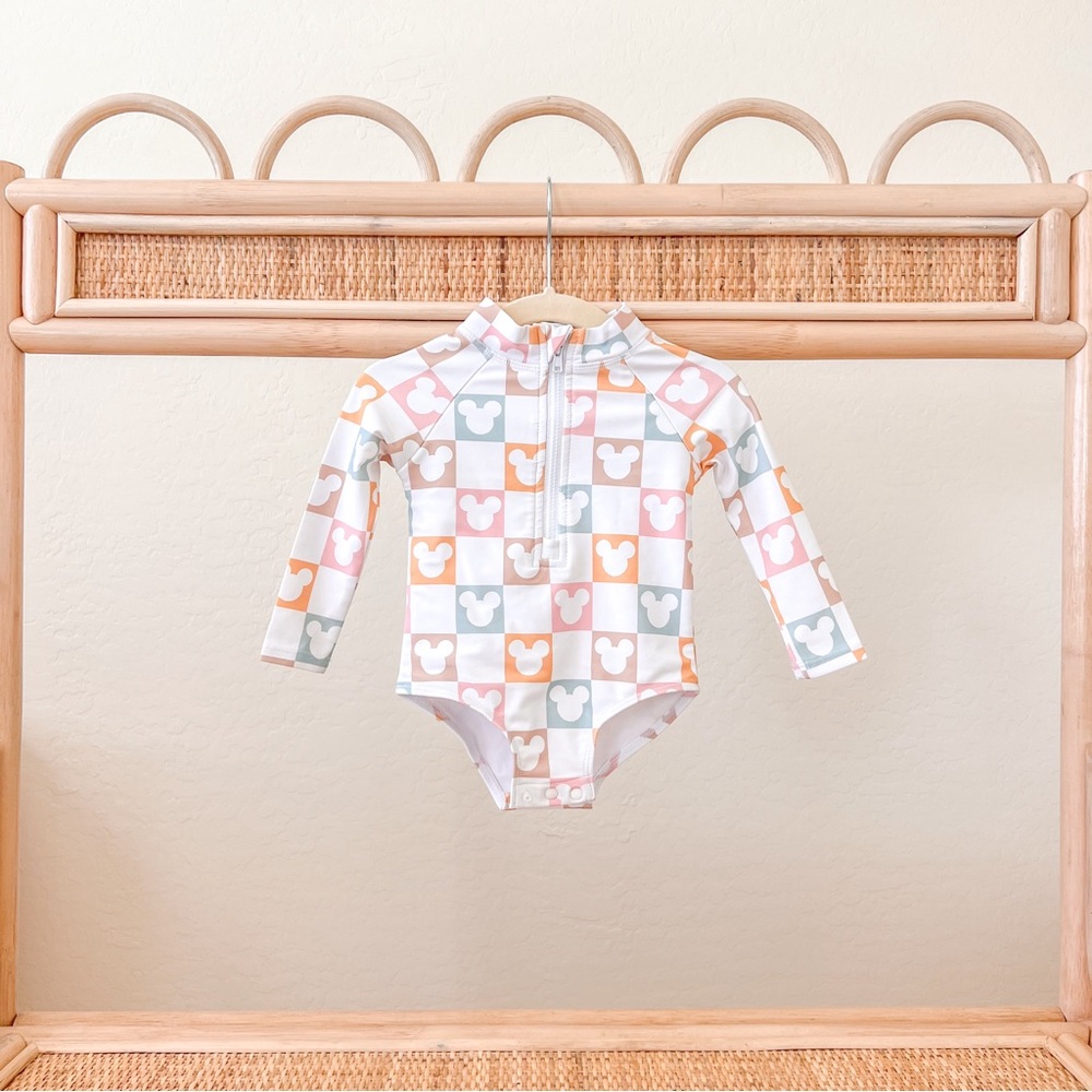 Disney Checkered Pastel Swimsuit: 3-6m